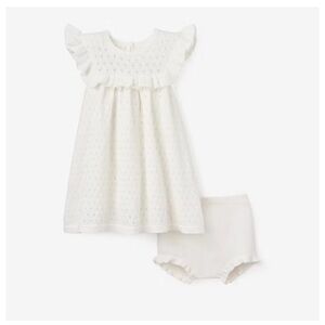 NWT Elegant Baby pointelle flutter ruffle White Eyelet Baby Dress 6 mo